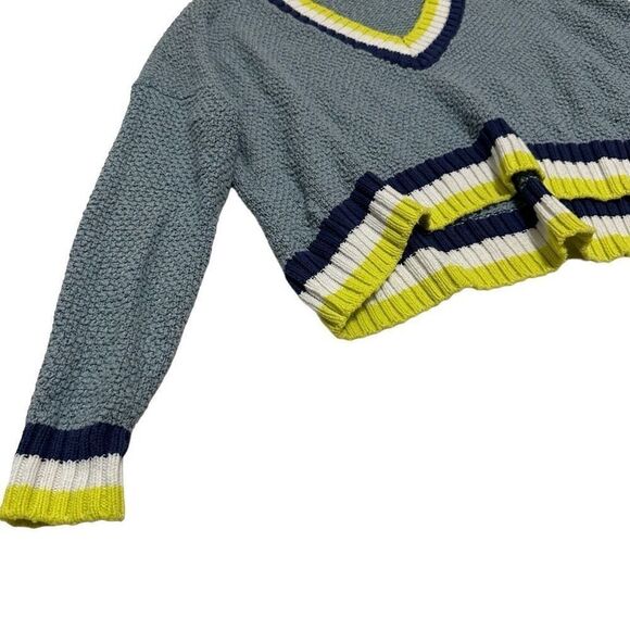 Urban Outfitters Blue Navy Yellow White V Neck Long Sleeve Casual Sweater XS - Picture 3 of 6